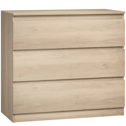 3-Drawer Storage Organiser Unit, Chest of Drawers for Bedroom, Living Room, 80 x 39 x 73cm, Oak