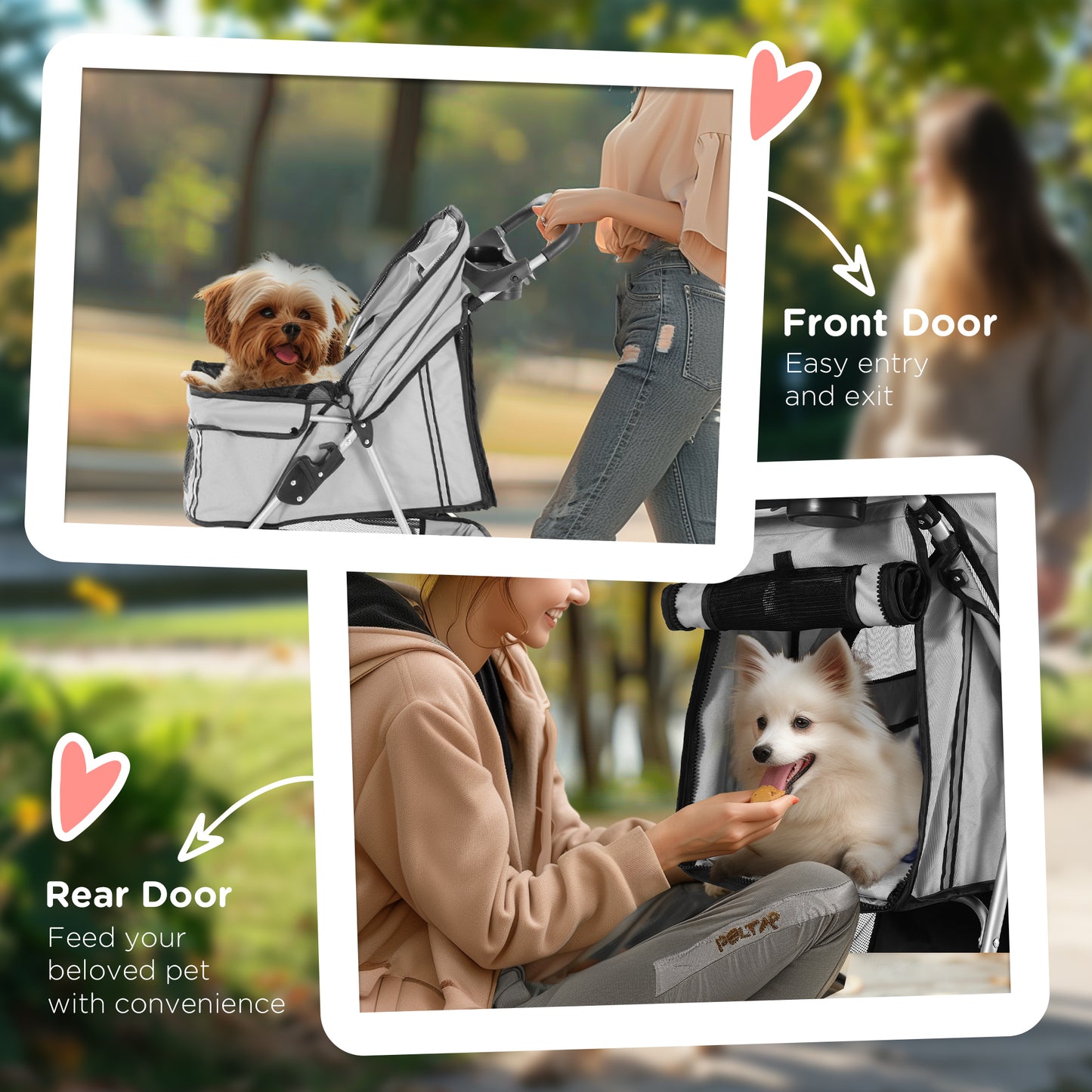 3 Wheel Pet Stroller for Small and Miniature Dogs, Grey