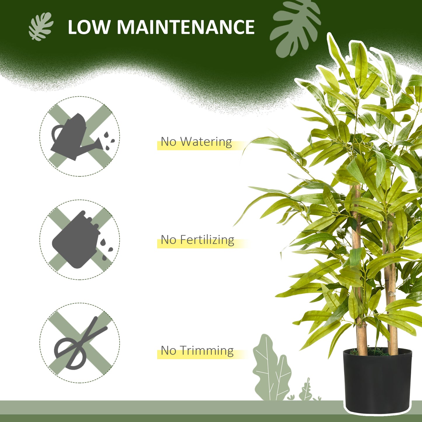 Artificial Plants Bamboo Tree in Pot Desk Fake Plants for Home Indoor Decor, 15x15x60cm, Green