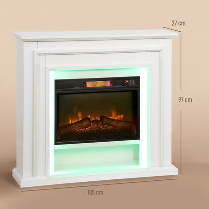 4777 BTU Multicolour LED Electric Fireplace - White