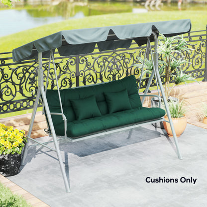 Outdoor Seat Cushions Back Cushion with 2 Pillows, Water Repellent Seat Pads for 3-Seater Chair, Green