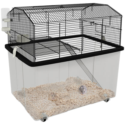 Two-Tier Gerbil Cage, Hamster Cage for Dwarf Hamster w/ Wheels, Deep Bottom, Food Dish, Water Bottle