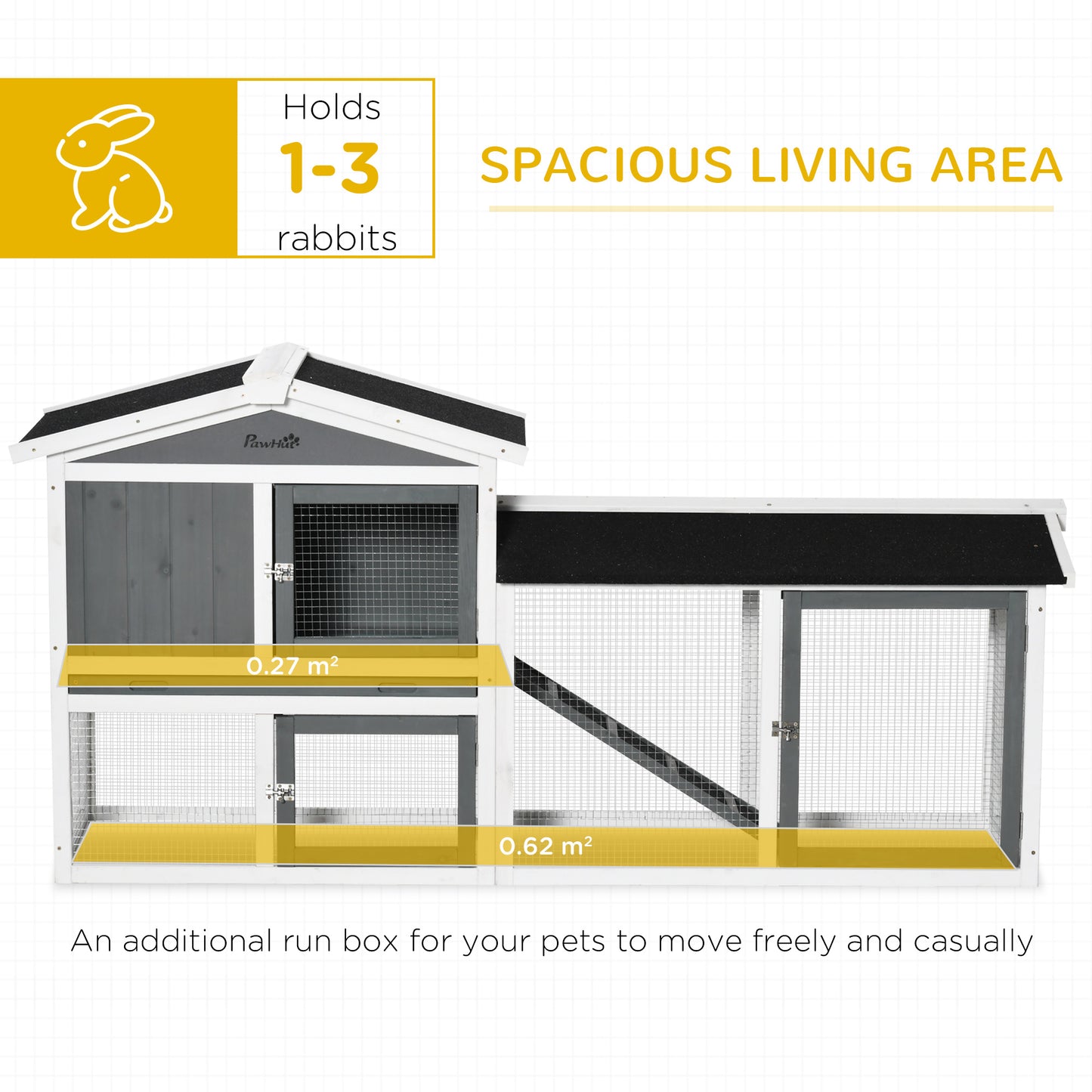 Rabbit Hutch Outdoor, 2-Tier Guinea Pig Hutch, Wooden Small Animal House with Rabbit Run Box, Slide-out Tray, Ramp
