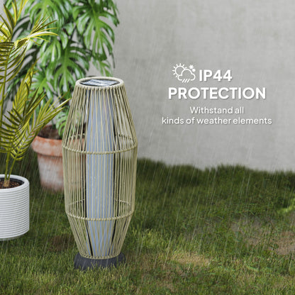 Garden Rattan Lamp, 72 cm Tall Solar Rattan Floor Lamp, Solar Garden Light with Auto On/Off LED, IP44 for Outdoor, Porch