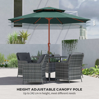 2.7 m Garden Parasol with Double Top Outdoor Market Table Umbrella with Crank System, Green