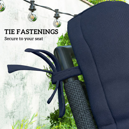 2-Piece Seat Cushion Replacement with Backrest, Garden Patio Chair Cushions Set with Ties, Dark Blue