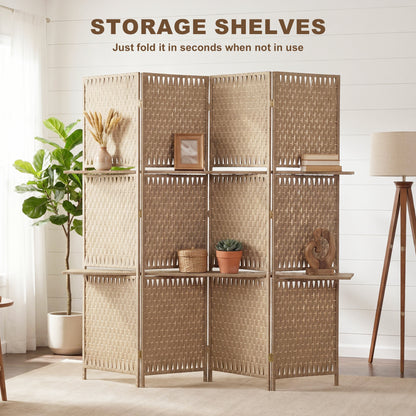 Wave Fibre Freestanding Folding Privacy Screen Panels, Room Divider, Natural Wood Finish
