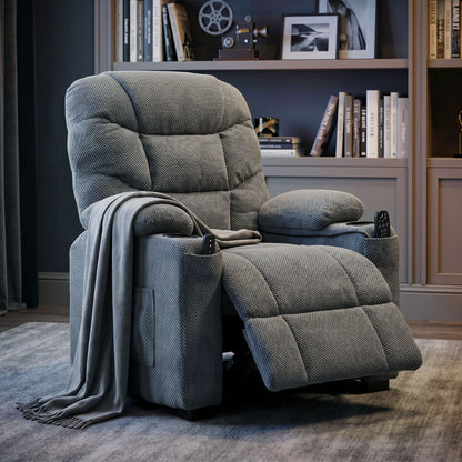 Recliner Armchair with Vibration Massage, Heat, Whisper-Quiet Motor, Memory Function, Power Reclining Chair, Dark Grey