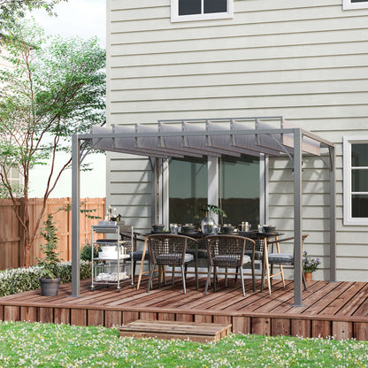 3 x 3(m) Outdoor Pergola with Retractable Roof, Aluminium Louvered Patio Gazebo Canopy for Garden, Patio, Grey