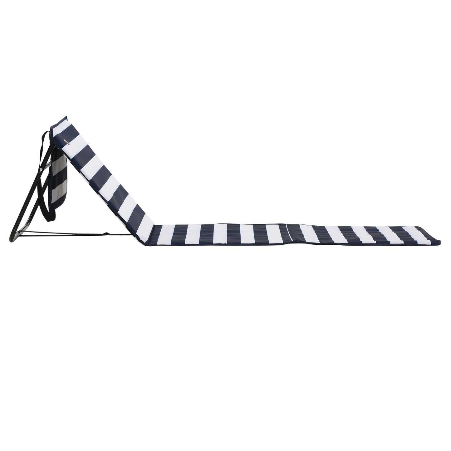 Set of 2 Foldable Garden Beach Chair Mat, Outdoor Sun Lounger Seats with Adjustable Back, Magazine Pocket, Carry Strap