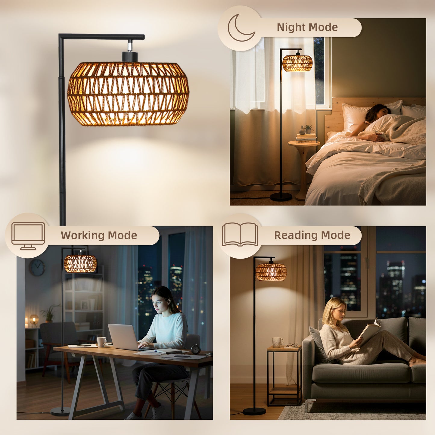 Boho Dimmable Floor Lamp - Black
