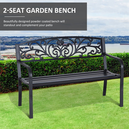 2-Seater Garden Bench, Steel-Black