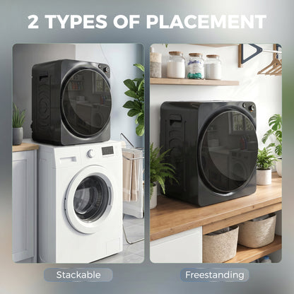 5kg Vented Tumble Dryer, 1000W Compact Tumble Dryer with 5 Drying Modes, Stainless Steel Tub, Black