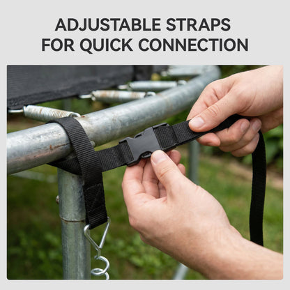 4Pcs Trampoline Anchor Kit, 32 cm Galvanised Trampoline Stakes, Spiral Ground Anchors with Triangle Head, Straps