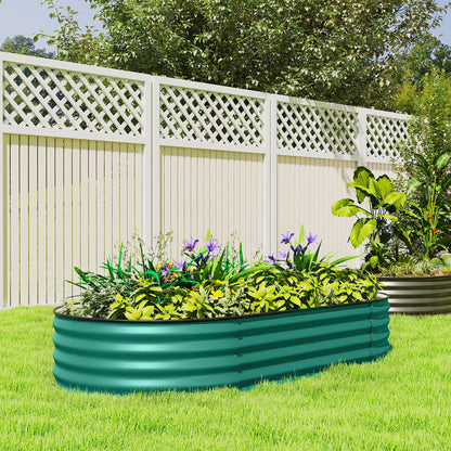 Galvanised Raised Garden Bed, Metal Planter Box with Safety Edging, for Flowers, Herbs, Succulents, Light Green