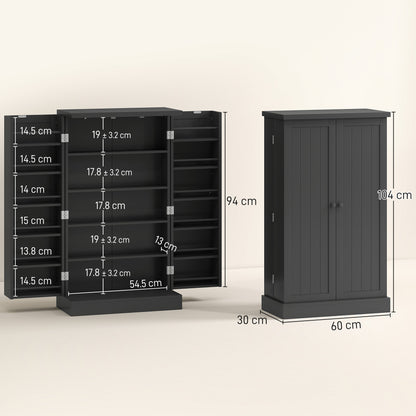 Kitchen Cupboard, Freestanding Multi-Storage Kitchen Pantry Cabinet with Adjustable Shelves, Black