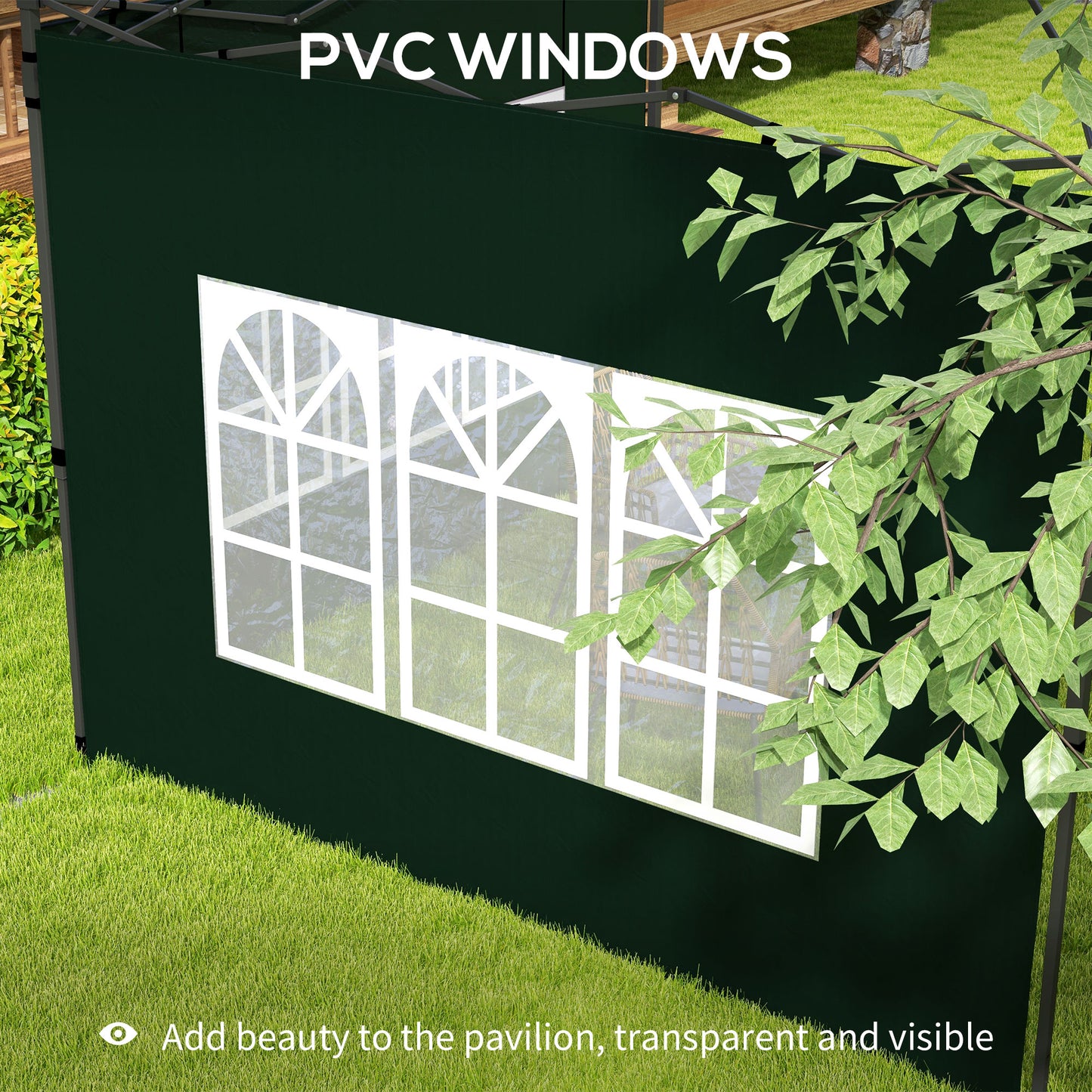 Set of Two 3 x 3m Gazebo Frame Replacement Walls - Green