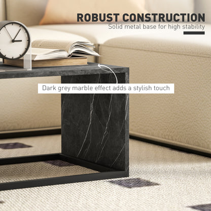 Nesting Coffee Table Set of 2, Industrial Stacking Side End Tables with Metal Frame for Living Room, Bedroom