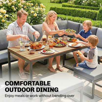 Patio Furniture Set Modular Garden Sofa Set 6 Pieces with Dining Table for Outdoor Patio Grey