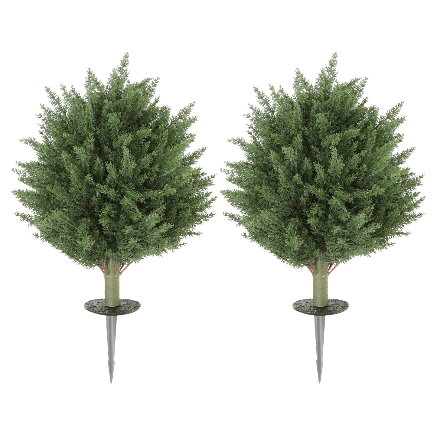 60 cm Artificial Cypress Tree with Ground Stake, Set of 2 Artificial Plants for Indoor & Outdoor, UV Resistant, Green