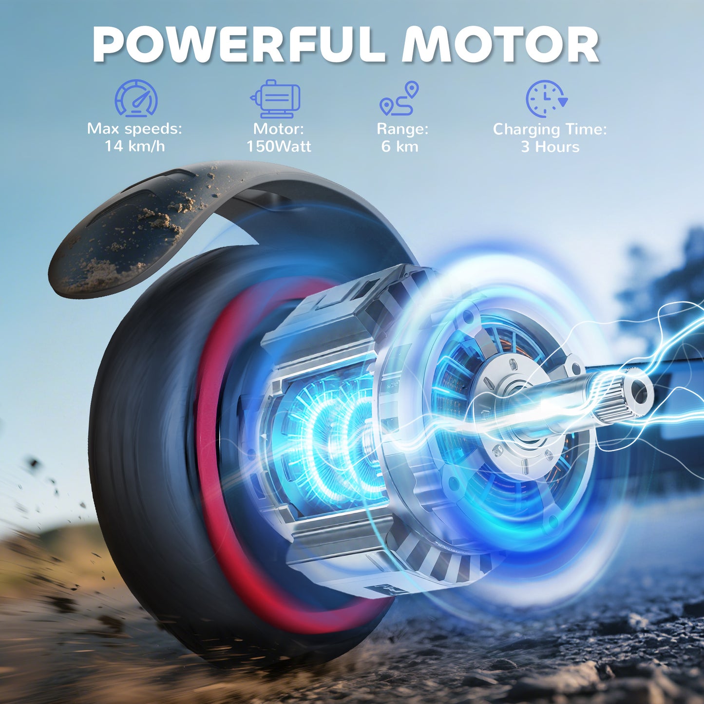 Folding Electric Scooter for Kids, with Dual Brakes, Front Suspension, LED Colourful Lights, Blue