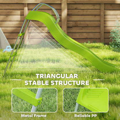 Freestanding Kids Slide with Climbing Ladder, Outdoor Playground Equipment for Ages 3-8 Years, Green