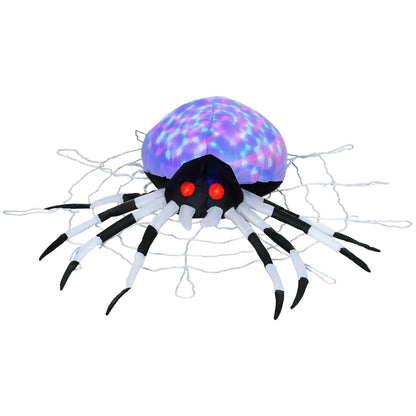 5FT Long Halloween Inflatable Spider, Hanging Giant Spider with Colourful LED Light