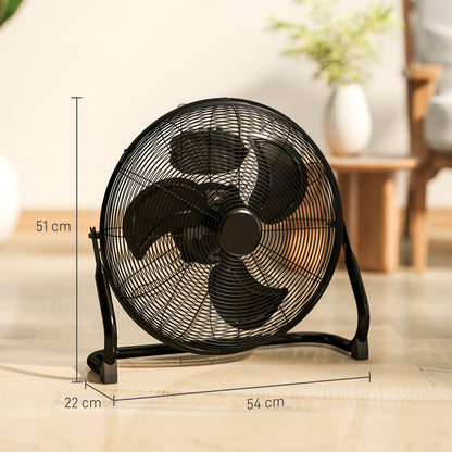 Metal Floor Fan with Tilting, High Velocity, 3 Speed, Portable Gym Fan for Home Office, Black
