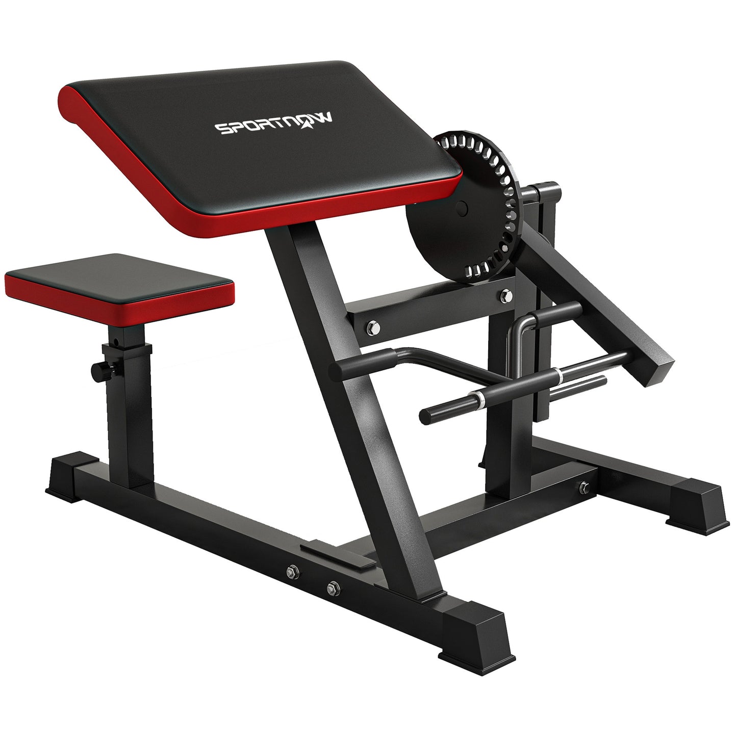 Adjustable Preacher Curl Bench, Multi-Functional Weight Bench with Handlebar and Elbow Cushion for Home and Outdoor Gym