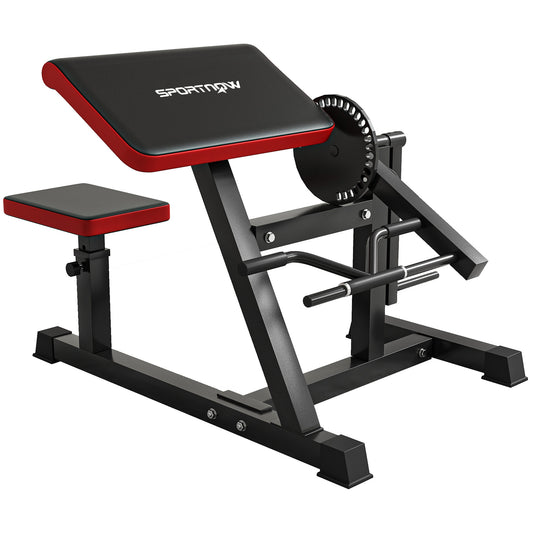 Adjustable Preacher Curl Bench, Multi-Functional Weight Bench with Handlebar and Elbow Cushion for Home and Outdoor Gym