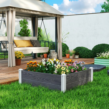 Vinyl Raised Garden Bed Kit, 3 x 3 x 1ft Modular Elevated Garden Box with Slotting Legs and Open Bottom, Dark Grey