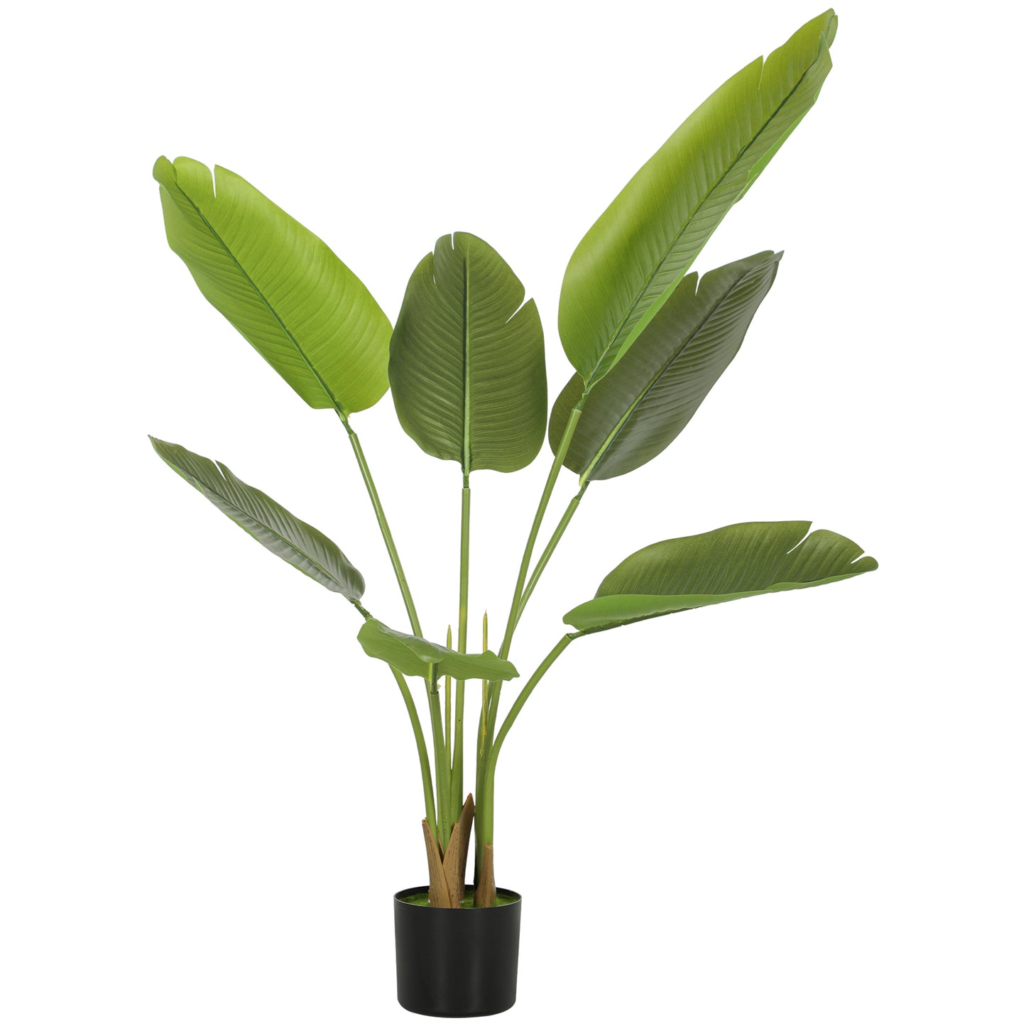109cm Artificial Bird of Paradise Plant, Faux Banana Leaf Tree with PEVA Leaves and Flocking