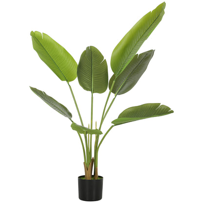 109cm Artificial Bird of Paradise Plant, Faux Banana Leaf Tree with PEVA Leaves and Flocking