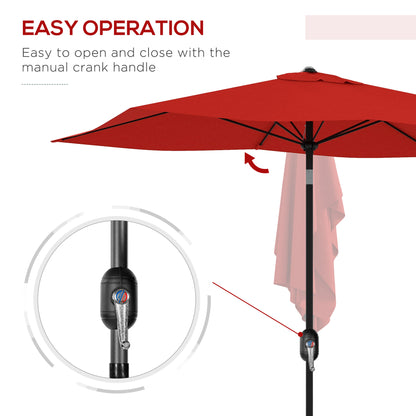 2 x 3 m Rectangular Parasol Umbrella - Red