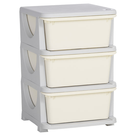 Three-Tier Kids Storage Boxes, with Three Drawers - White