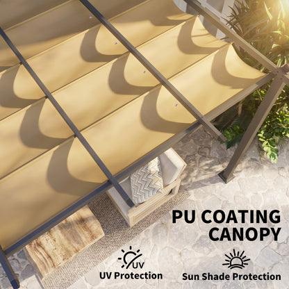 3 x 4m Aluminium Pergola, with Retractable Roof - Khaki
