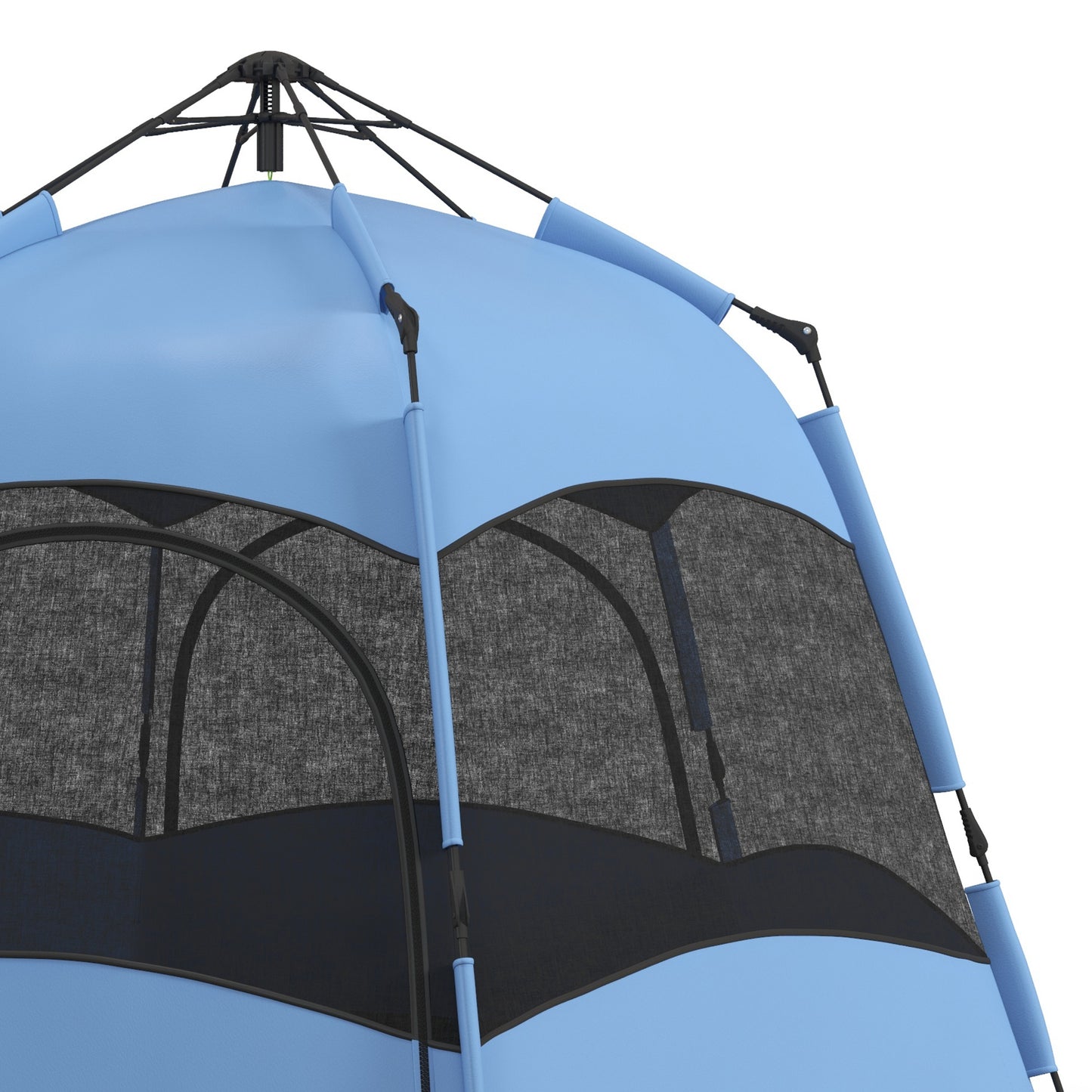 4 Man Hexagon Camping Tent with Hang Hook and Carry Bag - Blue and Black