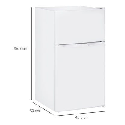 88L Under Counter Fridge Freezer, Small Refrigerator with 5-Setting, 3 Star Freezer Rating, White