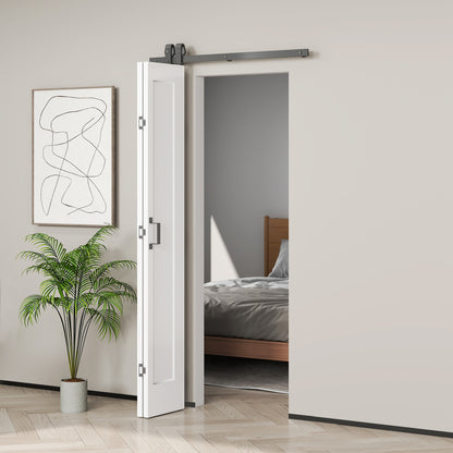 Slide Door, 70cm Modern Sliding Door Set Kit with Steel Rail, White