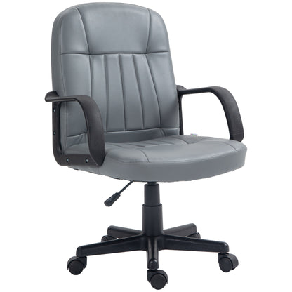 Desk Chair, PU Leather Computer Office Chair with Adjustable Height, Swivel Wheels for Home Work Study, Grey