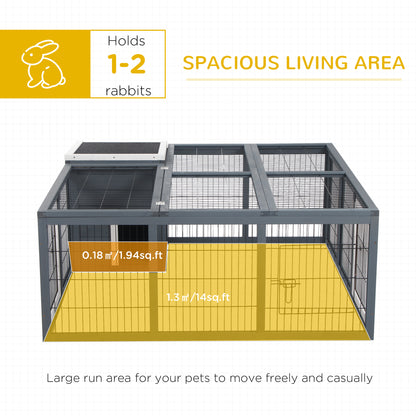 Rabbit Hutch Outdoor, Guinea Pig House, Bunny Run Cage with Openable Top for 1-2 Rabbits, 123 x 120 x 52cm, Grey