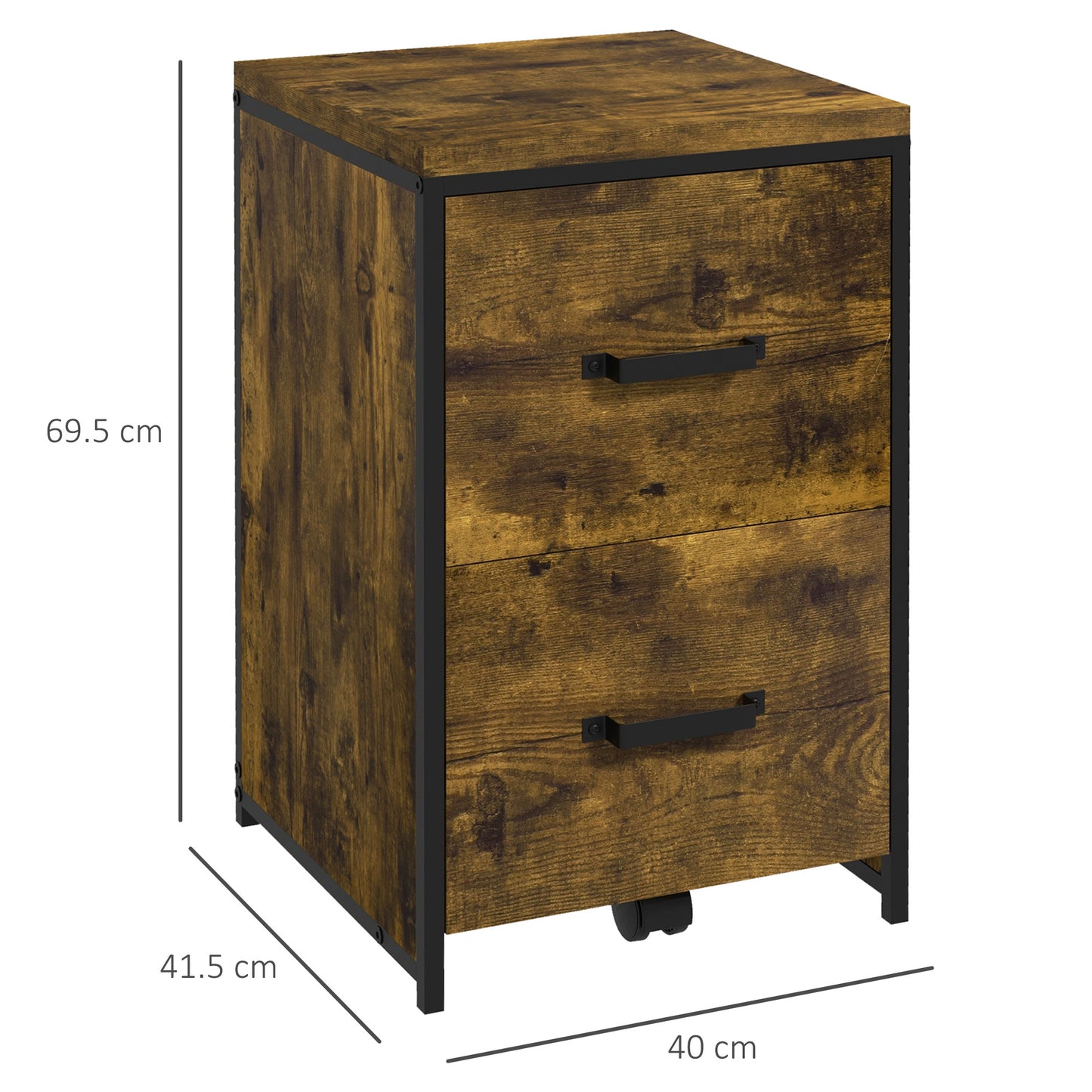 2-Drawer file Cabinet, Industrial filing cabinets for Home, Hanging File Folders, Vertical Home Office Organizer for A4 Size
