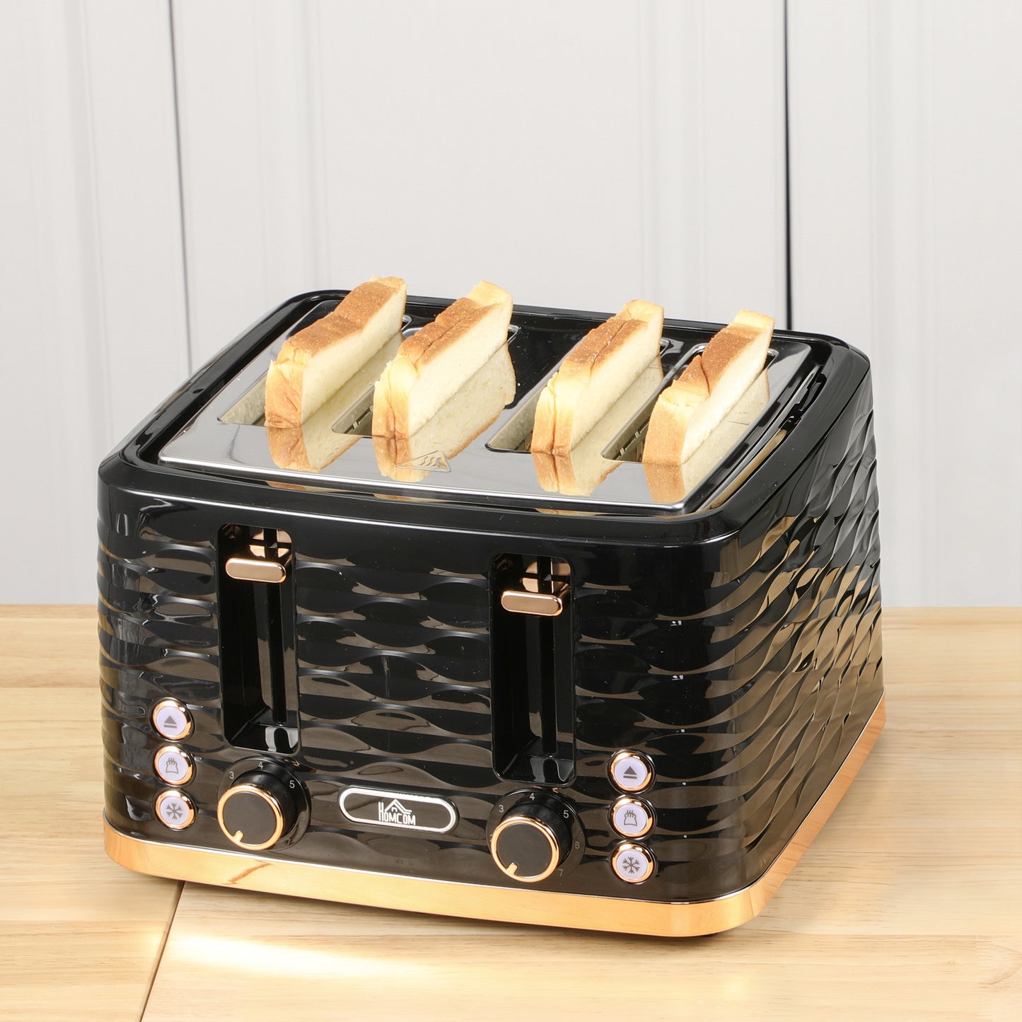 Four-Slice Rippled Toaster - Black