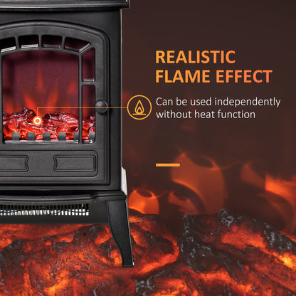 Free standing Electric Fireplace Stove, Fireplace Heater with Realistic Flame Effect, Overheat Safety Protection