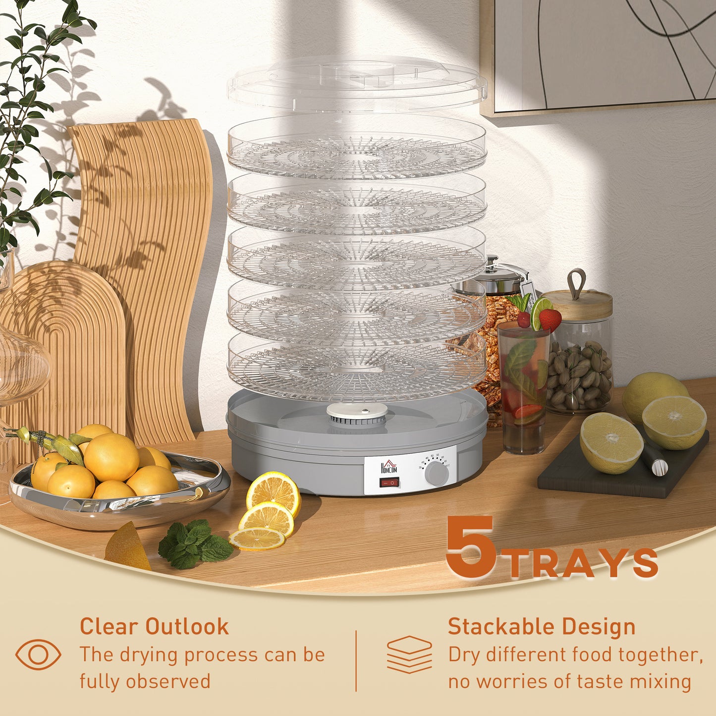 5 Tier Food Dehydrator, 245W Food Dryer Machine with Adjustable Temperature Control for Drying Fruit, Meat, Vegetable