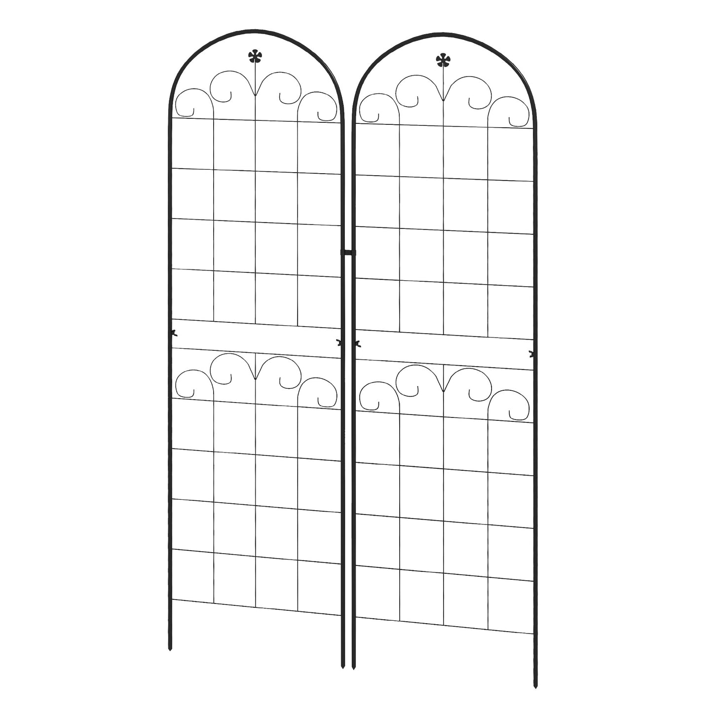 Metal Trellis Set of 2, Garden Trellis for Climbing Plants Support Frames, Floral Design