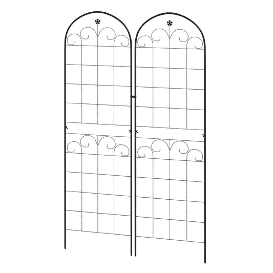 Metal Trellis Set of 2, Garden Trellis for Climbing Plants Support Frames, Floral Design