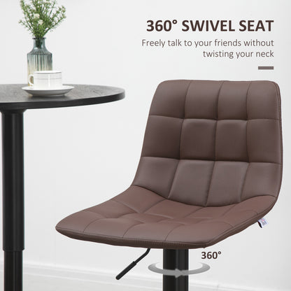 Adjustable Bar Stools Set of 2, Swivel PU Leather Upholstered Barstools with Tufted Seat and Back