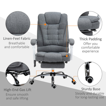 Heated 6 Points Vibration Massage Executive Office Chair Adjustable Swivel Ergonomic High Back Desk Chair Recliner with Footr