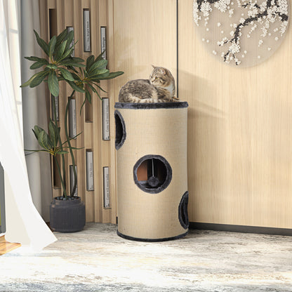 70cm Height Cat Post Tree Scratching Barrel Sisal Activity Center Condo Kitten Bed Scratcher Climbing Climber Play House for